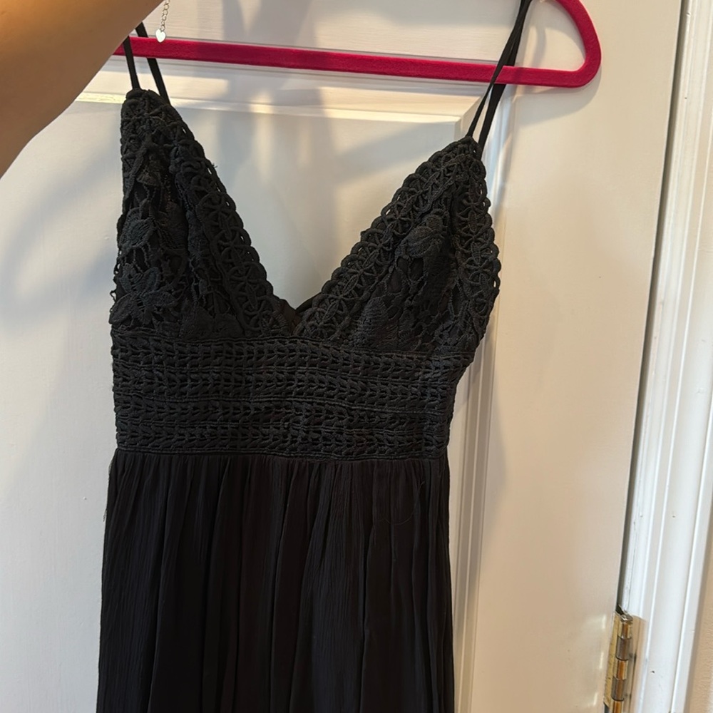 Black open back romper